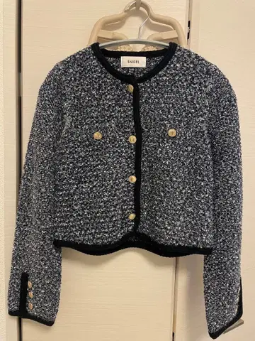 SNIDEL 네이비 화이트 노카라 자켓