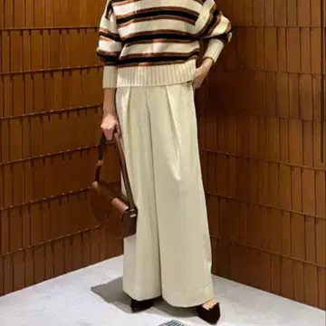 CABaN 울 개버딘 원턱 와이드 팬츠