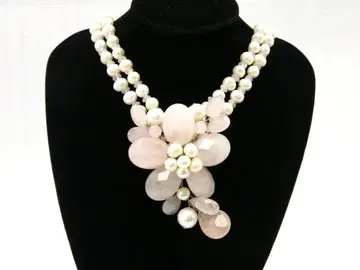 펄 & 로즈 쿼츠 목걸이 실버 금장 장식 18708202