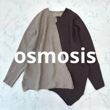 오즈모시스 비대칭 돌먼 니트 풀오버 베이지 배색