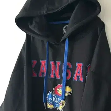 CD KANSAS 캔자스 칼리지 맨투맨 후드티 XL 블랙 구제 의류