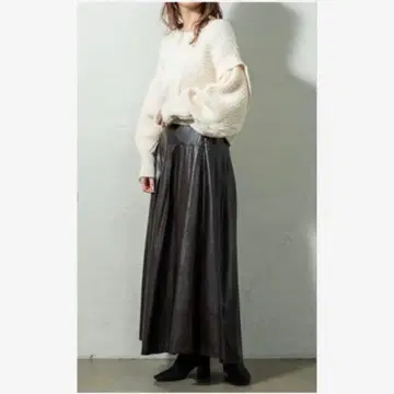 [ mystic ] 울 혼방 케이블 돌먼 숏 니트 아이보리 F