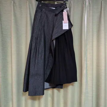 타임세일 미사용 EZUMI 데님 플리츠 랩스커트