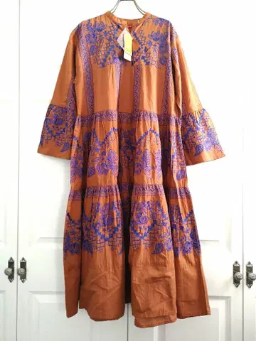 택 포함 새상품 차이하네 자수 롱 원피스 에스닉 오리엔탈 보헤미안