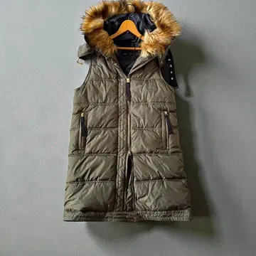 ZARA BASIC 퍼 베스트 카키 롱 베스트 자라 베이직