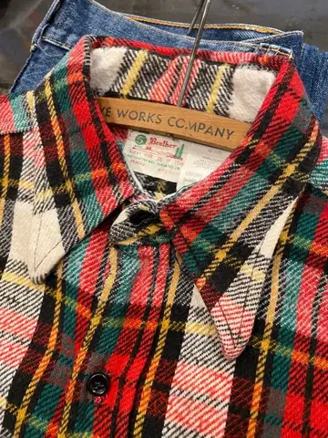 레어 60s FIVE BROTHER 플란넬 셔츠 모리 택 USA제