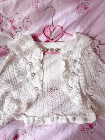 LIZLISA 크롭 시스루 세일러 가디건 화이트