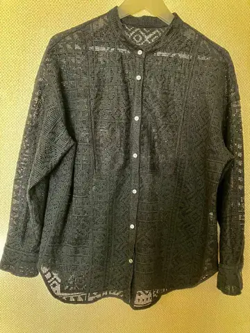 [ green label relaxing ] 블랙 레이스 긴팔 셔츠