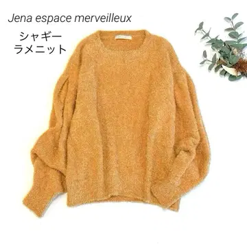 Jena espace merveilleux 샤기 라메 니트 퍼프 슬리브