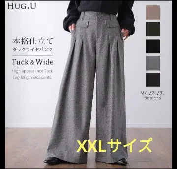 하그유 HUG.U 턱 와이드 팬츠 XXL 그레이