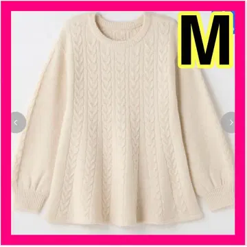 시마무라 tal by yumi 케이블 페플럼 니트 M 크림