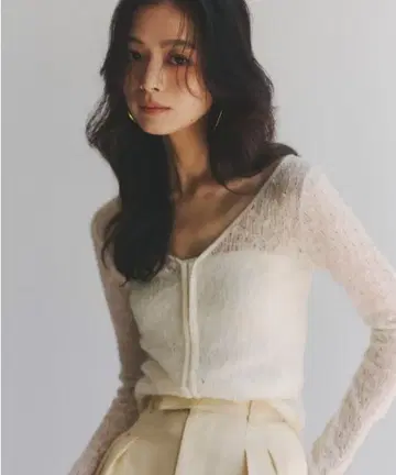 anuans 울 레이스 니트탑