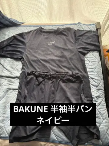 BAKUNE 바쿠네 상하의 세트 (반팔 셔츠 숏팬츠) M 네이비