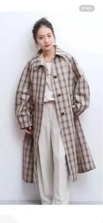 Ungrid 체크 무늬 롱 코트