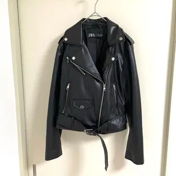 새상품급 ZARA 자라 가죽 자켓 더블 라이더스 벨트 탈부착 가능