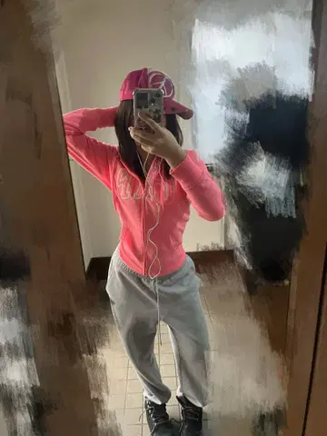 레어 Y2k 갸루 pink GAP 후드 부착 후드티 여성용 M