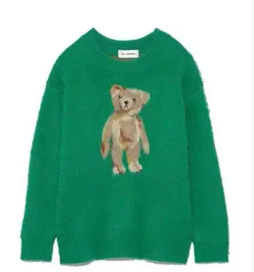 LILY BROWN 곰 자수 니트 스웨터 그린