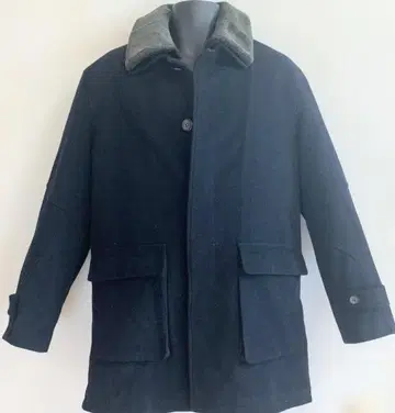 구제 의류 새상품급 울 코트 보아 옷깃 탈부착 OK 남성용 M 상당