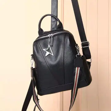 가죽 블랙 백팩