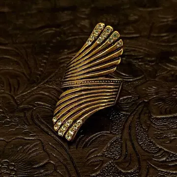 빈티지 골드 페더 지르코니아 앤티크 반지 14호