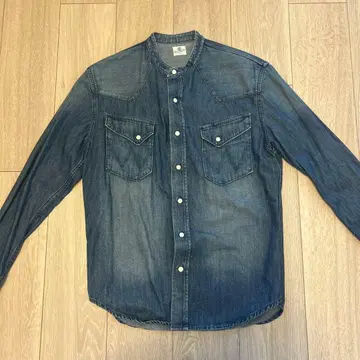 랭글러 밴드 카라 컷오프 데님 셔츠