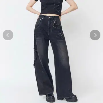 EMODA 하트 루즈 청바지 15주년 블랙 S 사이즈