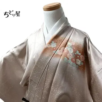 C4 치도리야 기모노 호몬기 꽃 베이지