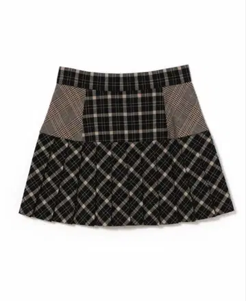 안도마리 코코 체크 플리츠 스커트 블랙 S