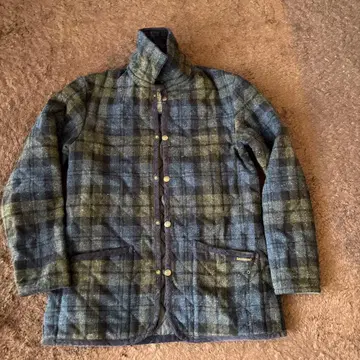 한정판 콜라보! 라벤햄 울 체크 무늬 퀼팅 자켓 34 블랙워치