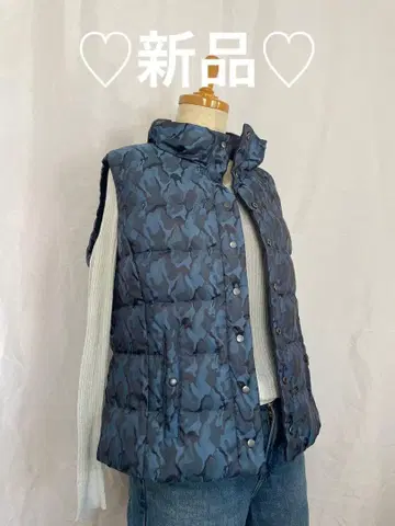 새상품 카모 패턴 다운 베스트 (블루 계열)
