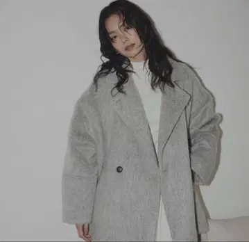 hellam 샤기 미들 코트 그레이