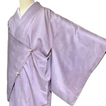 유43 기모노 이로무지 코몬 연보라 세로 줄무늬 흐르는 물 기장 158