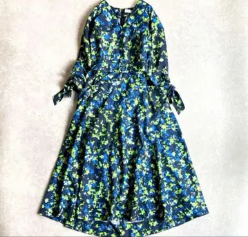 새상품급 에스트네이션 ESTNATION 꽃무늬 플레어 롱 원피스 벨트