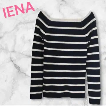 IENA 울 혼방 스퀘어넥 보더 니트 M 상당