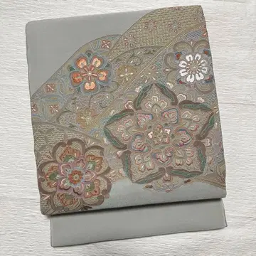 산토 소주 자수 후쿠로 오비 순수 실크