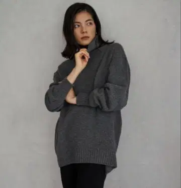 24aw loungeWRAY 오버 사이즈 터틀넥 니트 블랙