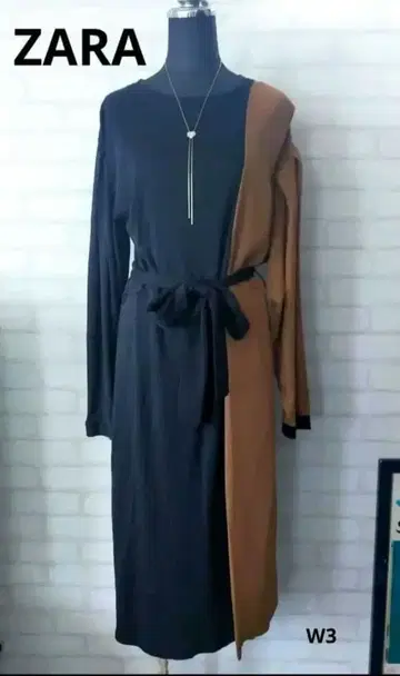 ZARA 너무나도 멋진 바이컬러 이소재 원피스