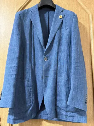 파랑 린넨 테일러드 자켓