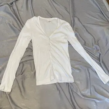 새상품급 GALERIE VIE 화이트 리브 코튼 100% 가디건