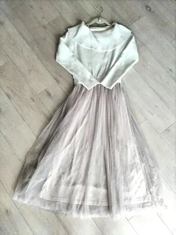 택 포함 새상품 프로포션 니트 절개 롱 원피스