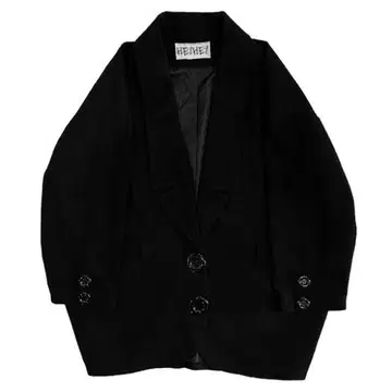 HEIHEI 로우 라펠 코트 블랙