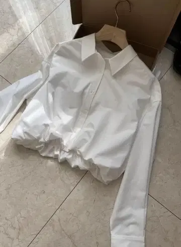 허리 프릴 디자인 화이트 셔츠 프릴 여성용 셔츠 귀여운