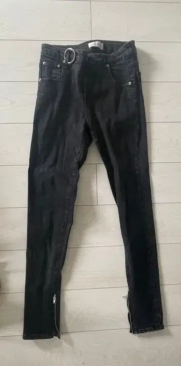 블랙 스키니 데님 웨이스트 스트링 포함