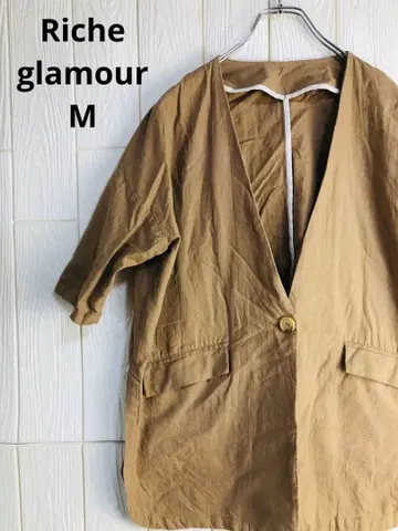 Riche glamour 노카라 자켓 베이지 M 사이즈