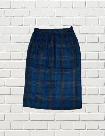 블루 계열 체크 무늬 타이트 스커트 [ 무료배송 ]