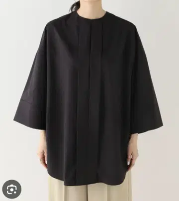 Noble 2WAY 코쿤 셔츠 블라우스 네이비 루즈핏