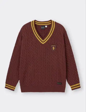 GU 그리핀도르 케이블 니트 스웨터