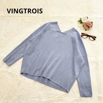 반트로아 V넥 니트 스웨터 캐주얼 성숙/러블리 스카이블루 여성용