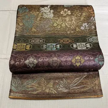 순수 실크 후쿠로 오비 새 문양 호몬기, 쓰케사게 등에