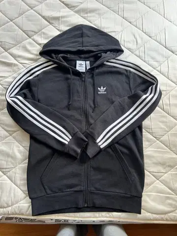 adidas 풀 집업 후드티 XS 블랙